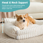 Cozy Kiss Multi-Functional Striped Faux Pet Sofa Bed head and neck support for dogs 