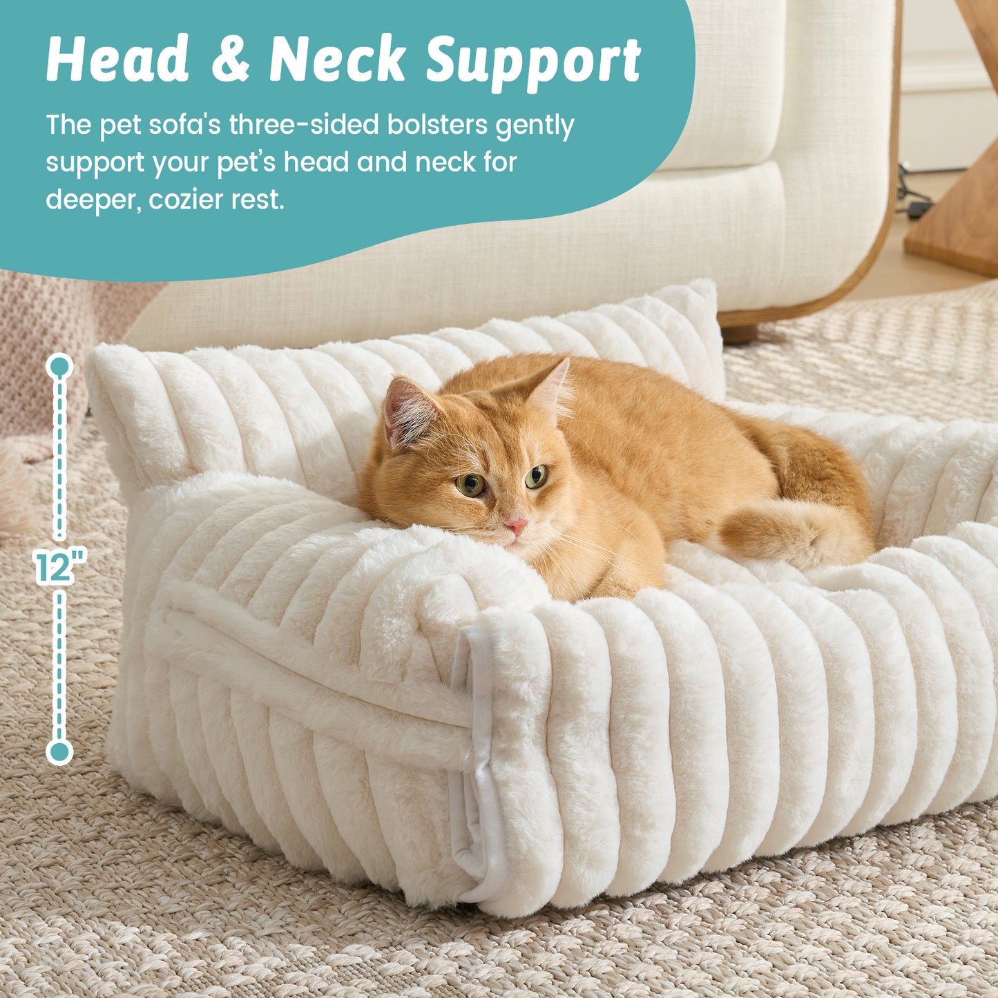Multi-Functional Striped Faux Pet Sofa Bed With Blanket