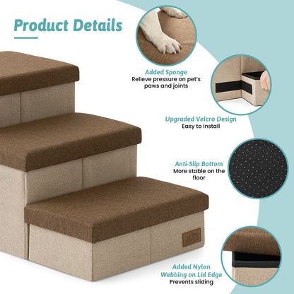 3-Step Storage Pet Stairs with Play Condo