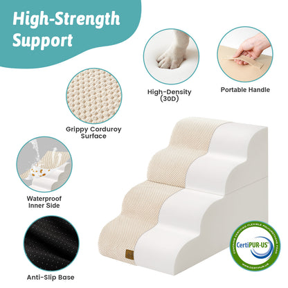 4-Step Foldable Curved Pet Stairs