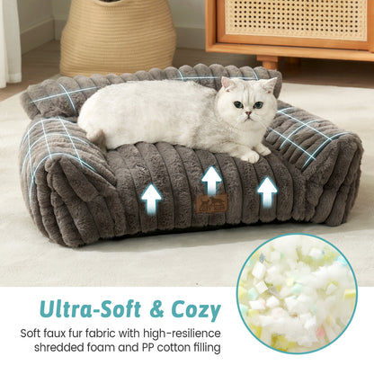 Ultra Soft Plush Striped Faux Pet Sofa Bed