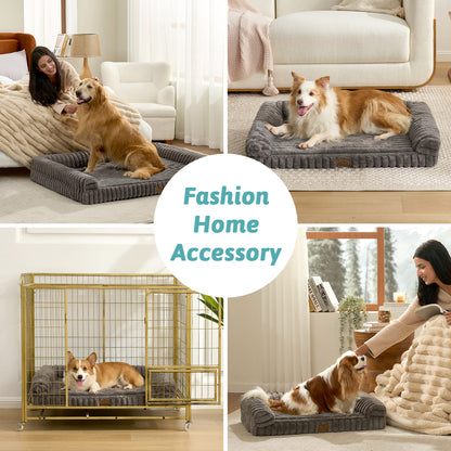Striped Faux U-Shaped Washable Dog Bed