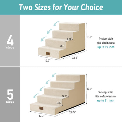 5-Step Gentle Slope Right-Angle Pet Stairs