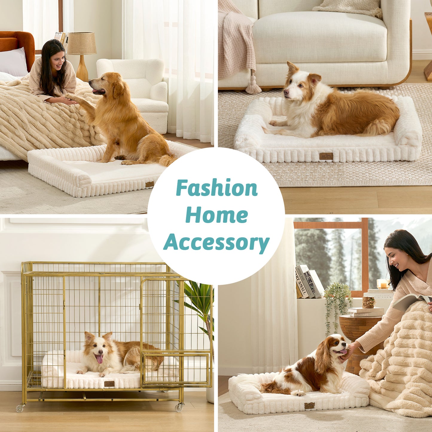 Striped Faux U-Shaped Washable Dog Bed