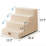 Cozy Kiss 4-Step Extra Wide Right-Angle Pet Stairs size chart 