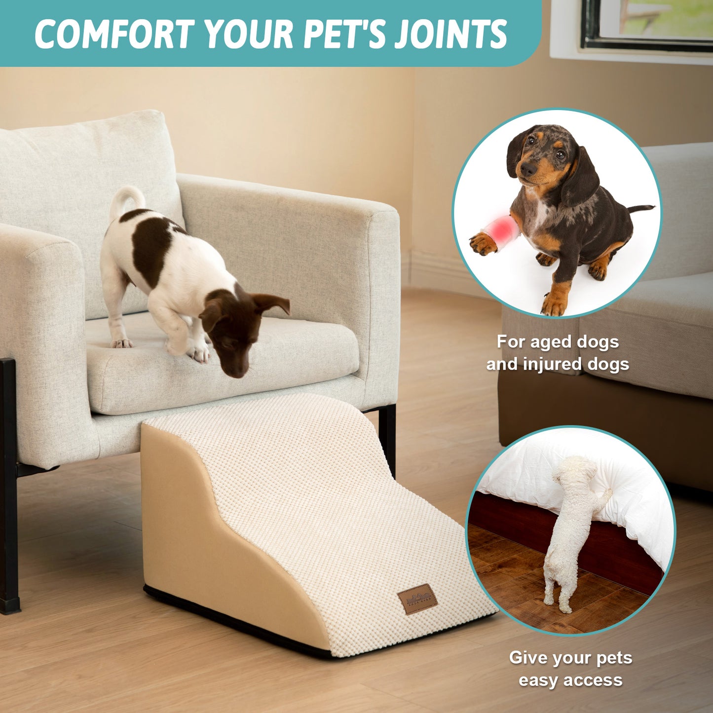 2-Step Joint-Fridendly Curved Pet Stairs
