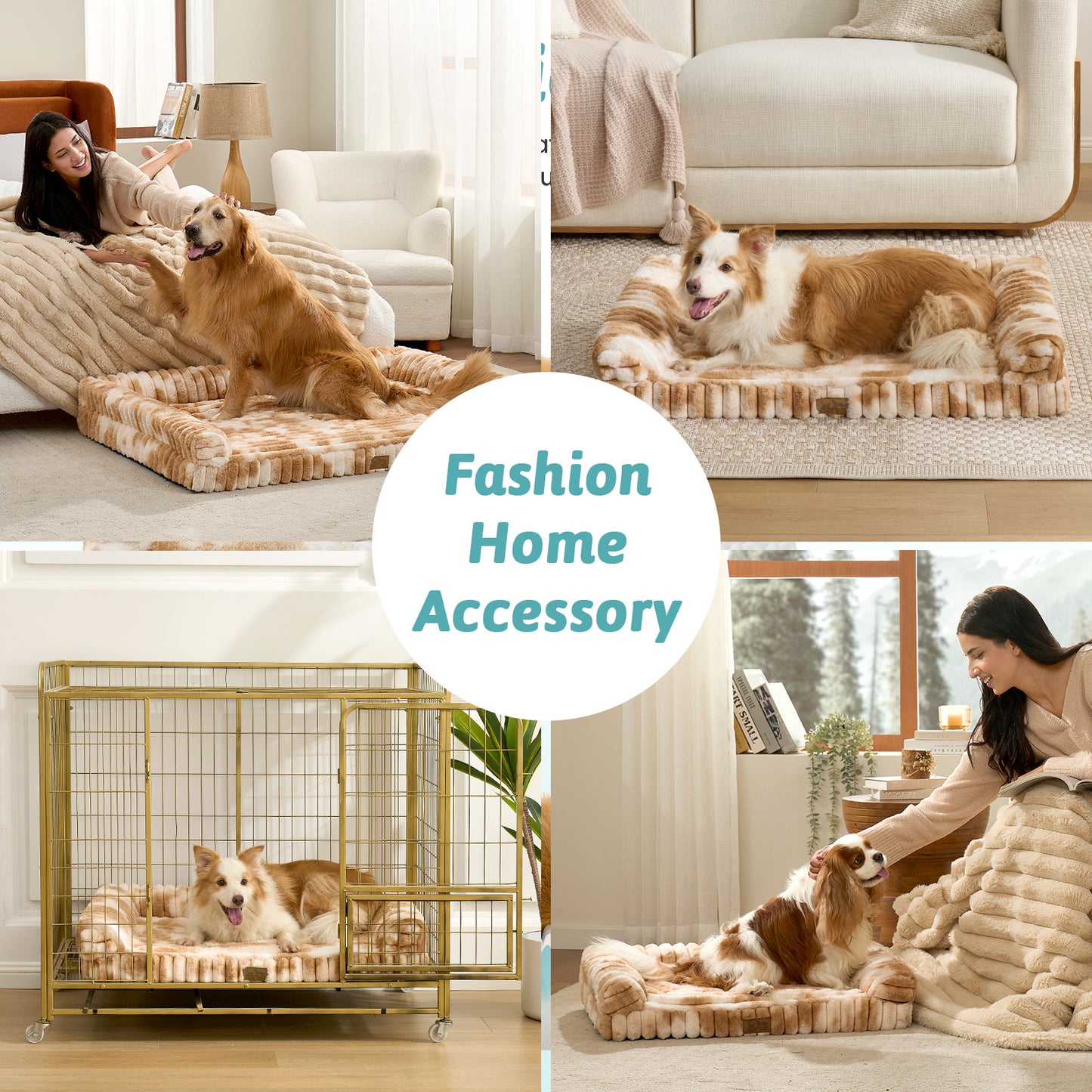 Striped Faux U-Shaped Washable Dog Bed