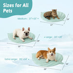 Pet beds of different sizes with measurements for dogs and cats. 