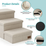 Cozy Kiss 3-Step Storage Pet Stairs with Play Condo product details and anti-slip design 