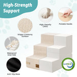 Cozy Kiss 3-Step Convertible 2-in-1 Pet Stairs with Ramp Mode featuring high-density foam support 