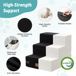 Cozy Kiss 3-Step Convertible 2-in-1 Pet Stairs with Ramp Mode featuring high-density foam support 