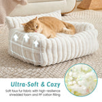 Cozy Kiss Multi-Functional Striped Faux Pet Sofa Bed ultra-soft faux fur comfort with shredded foam filling for cats 