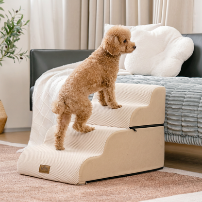 4-Step Extra Wide Foldable Curved Pet Stairs