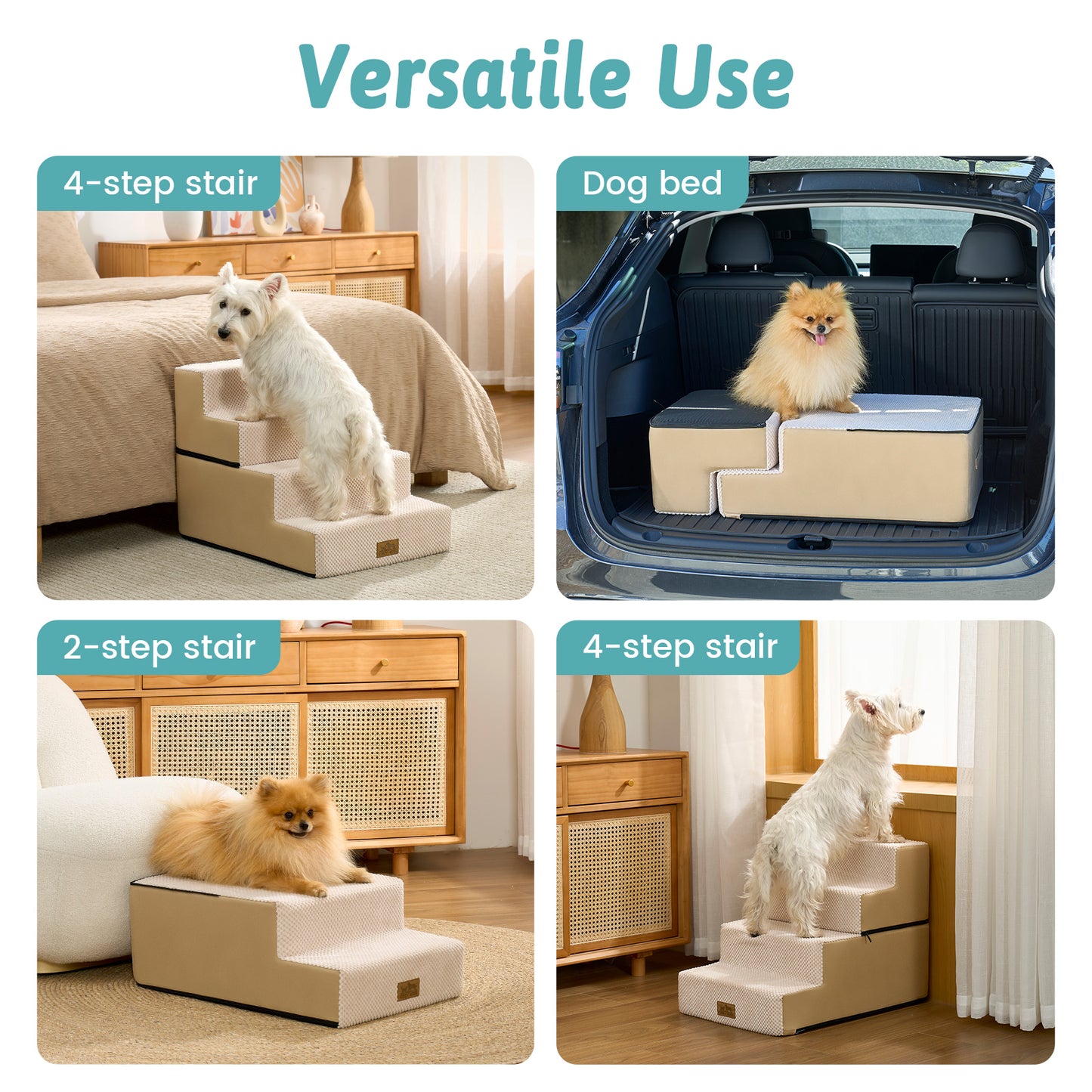 4-Step Foldable Right-Angle Pet Stairs