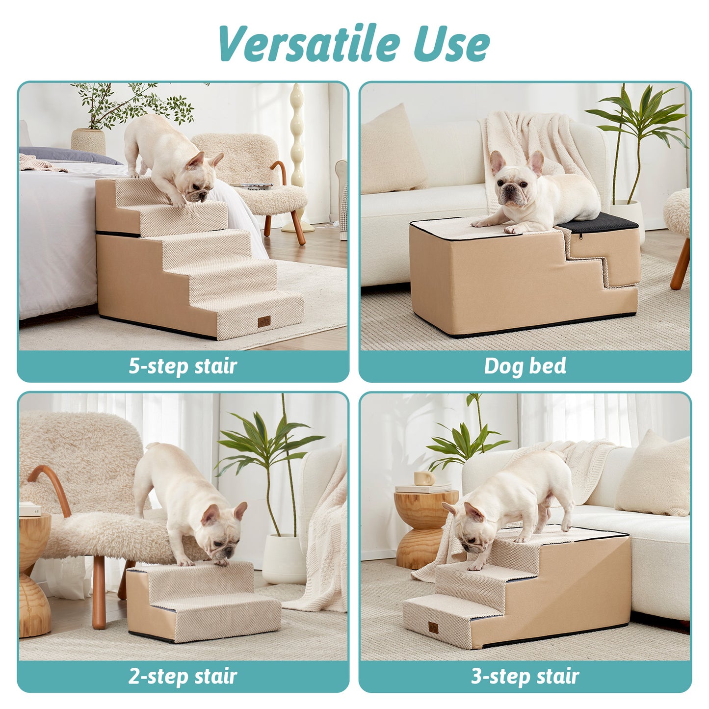 5-Step Extra Wide Foldable Right-Angle Pet Stairs
