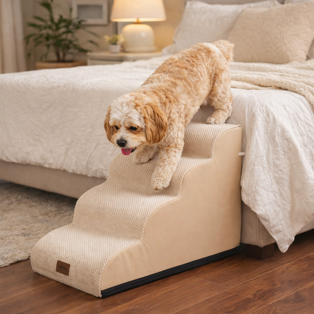 4-Step Joint-Fridendly Curved Pet Stairs