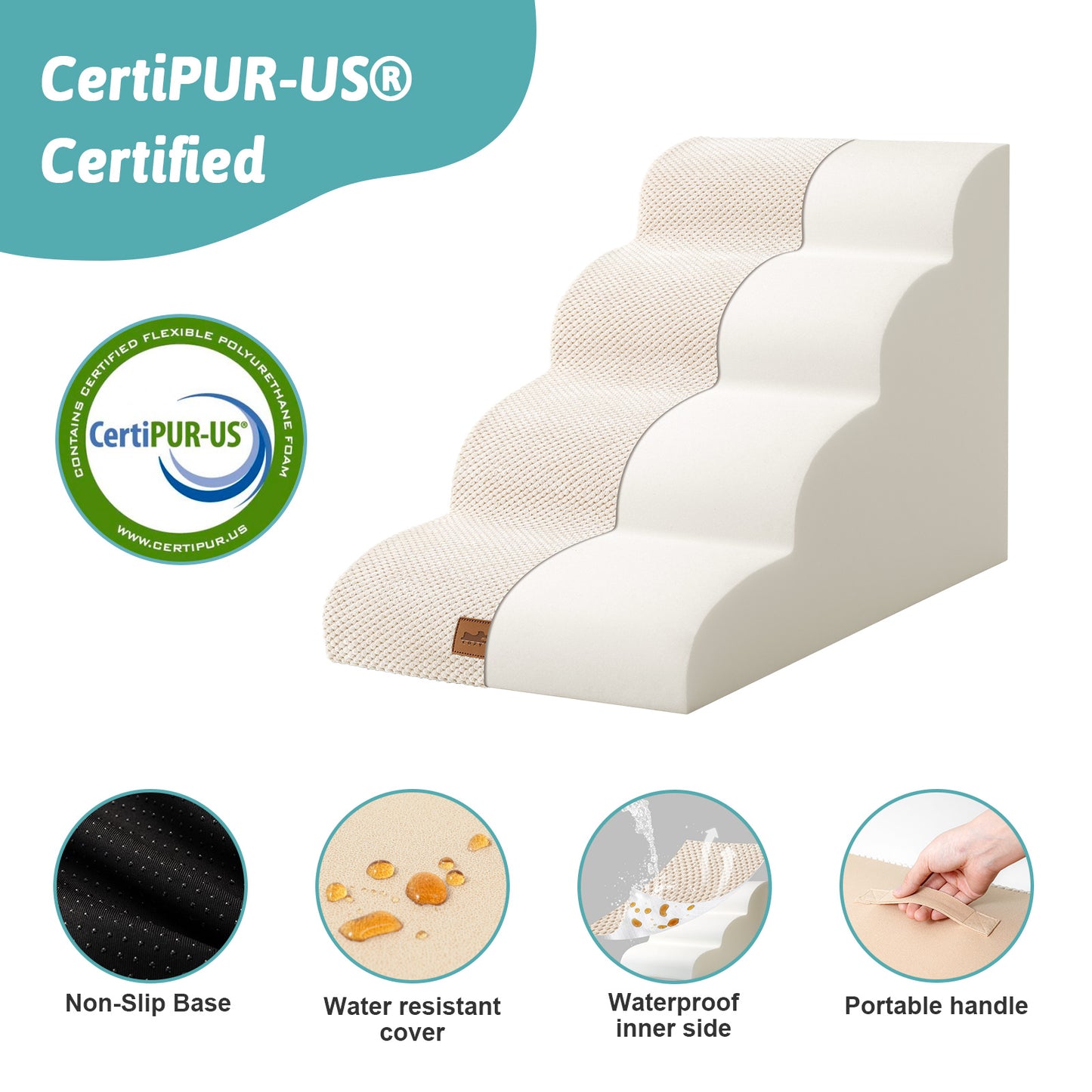 4-Step Joint-Fridendly Curved Pet Stairs