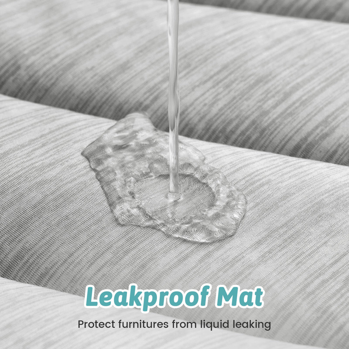 Cozy Kiss leakproof mat preventing liquid from reaching a sofa 