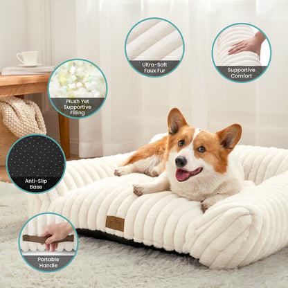 Ultra Soft Plush Striped Faux Pet Sofa Bed