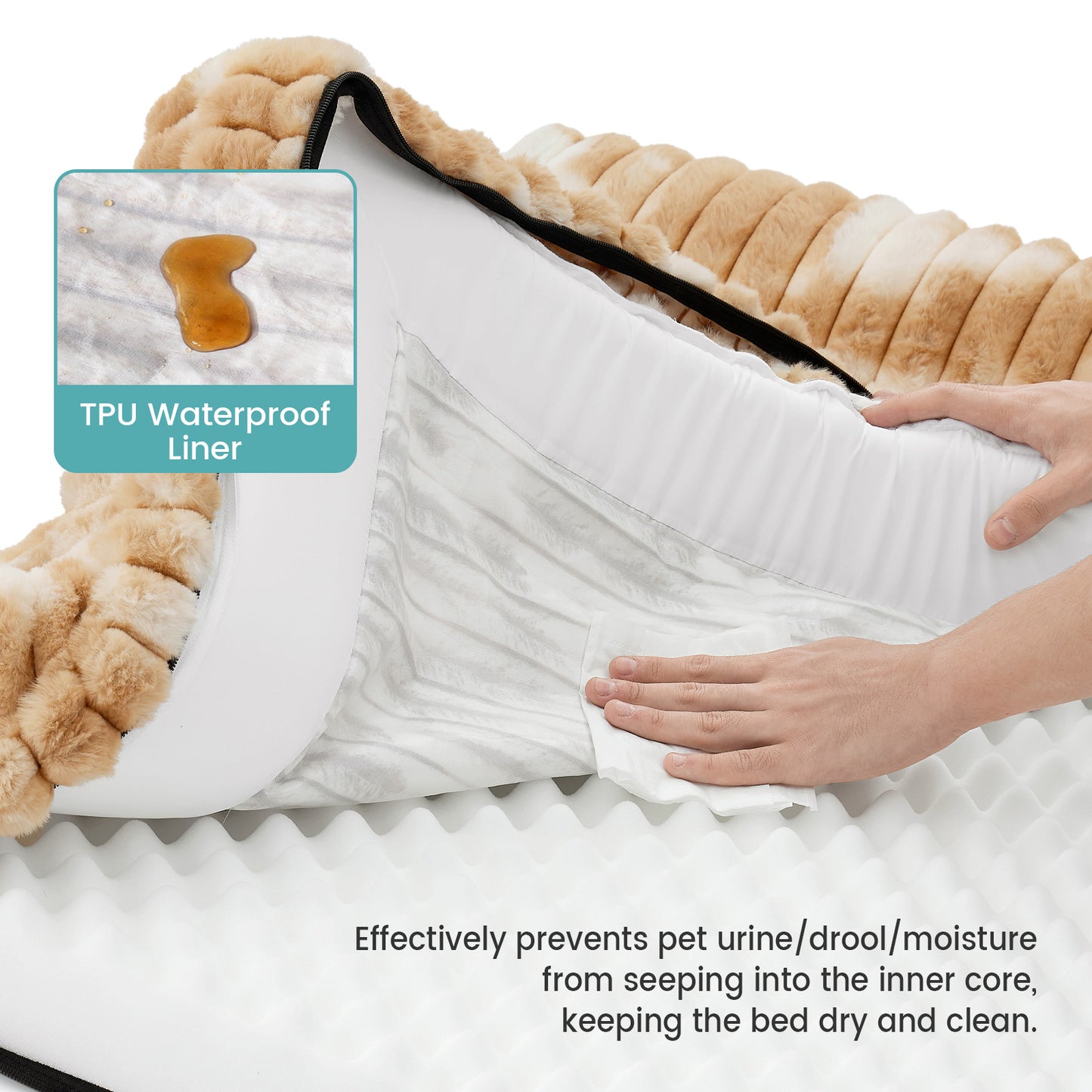 Striped Faux U-Shaped Washable Dog Bed