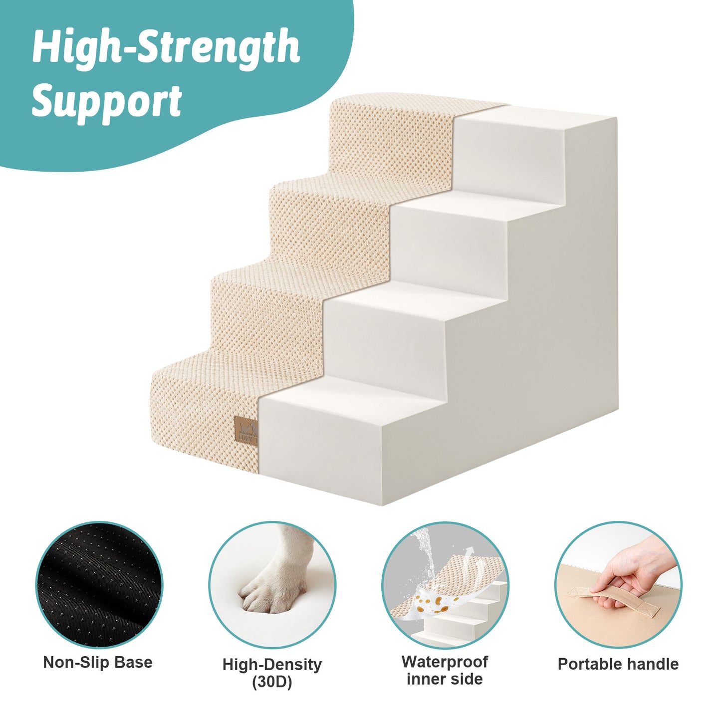 4-Step Extra Wide Right-Angle Pet Stairs