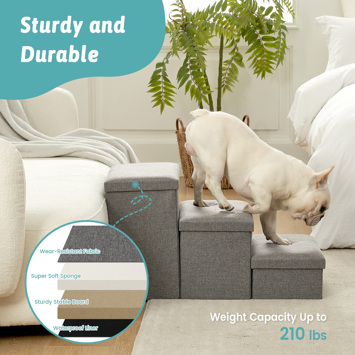 4-Step Space-Saving Storage Pet Stairs