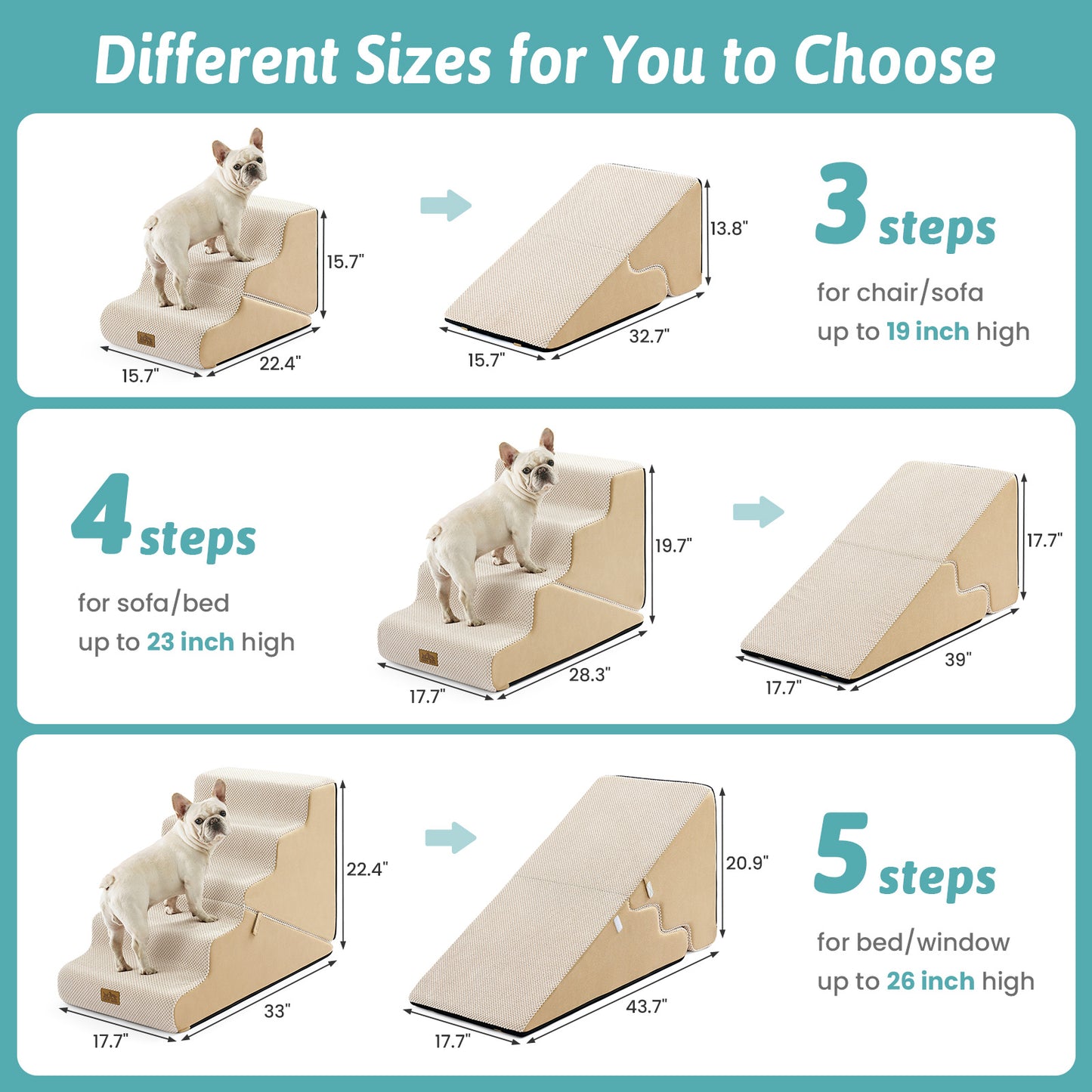 3-Step 2-in-1 Pet Stairs with Ramp Mode