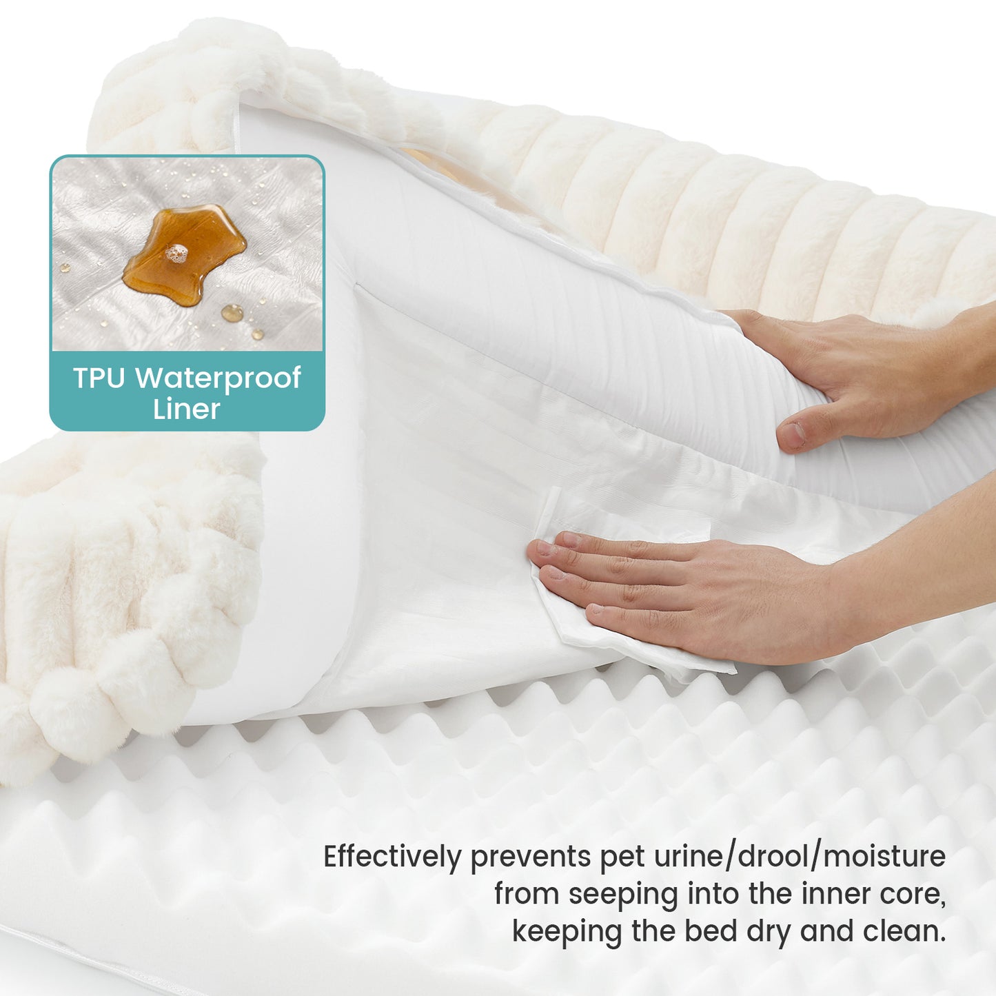 Striped Faux U-Shaped Washable Dog Bed