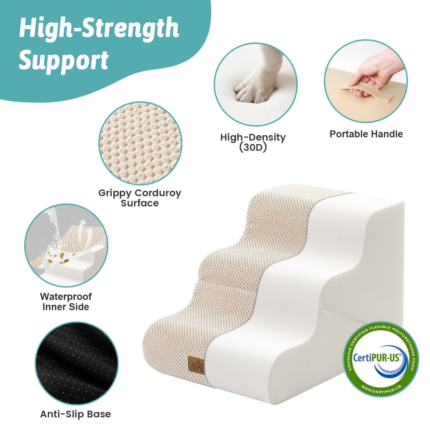 3-Step 2-in-1 Pet Stairs with Ramp Mode