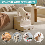 Cozy Kiss 3-Step Convertible 2-in-1 Pet Stairs with Ramp Mode for aged , injured, and short-legged pets 