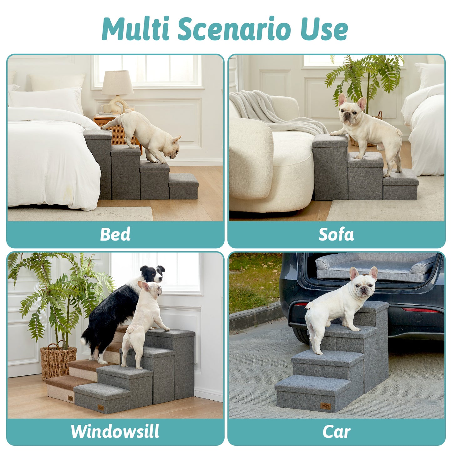 4-Step Space-Saving Storage Pet Stairs