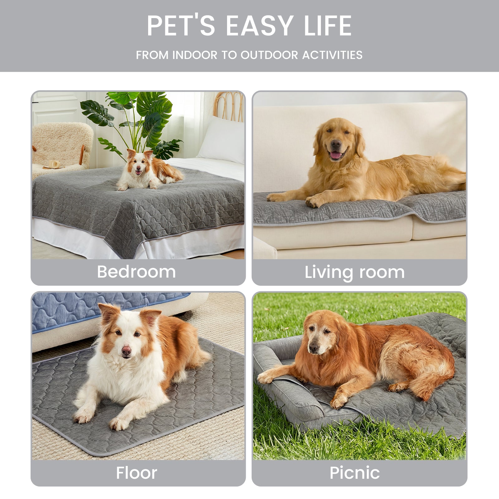 Cozy Kiss cooling blanket for dogs and cats, perfect for bedroom, living room, floor or picnic outdoor#color_Dark Grey