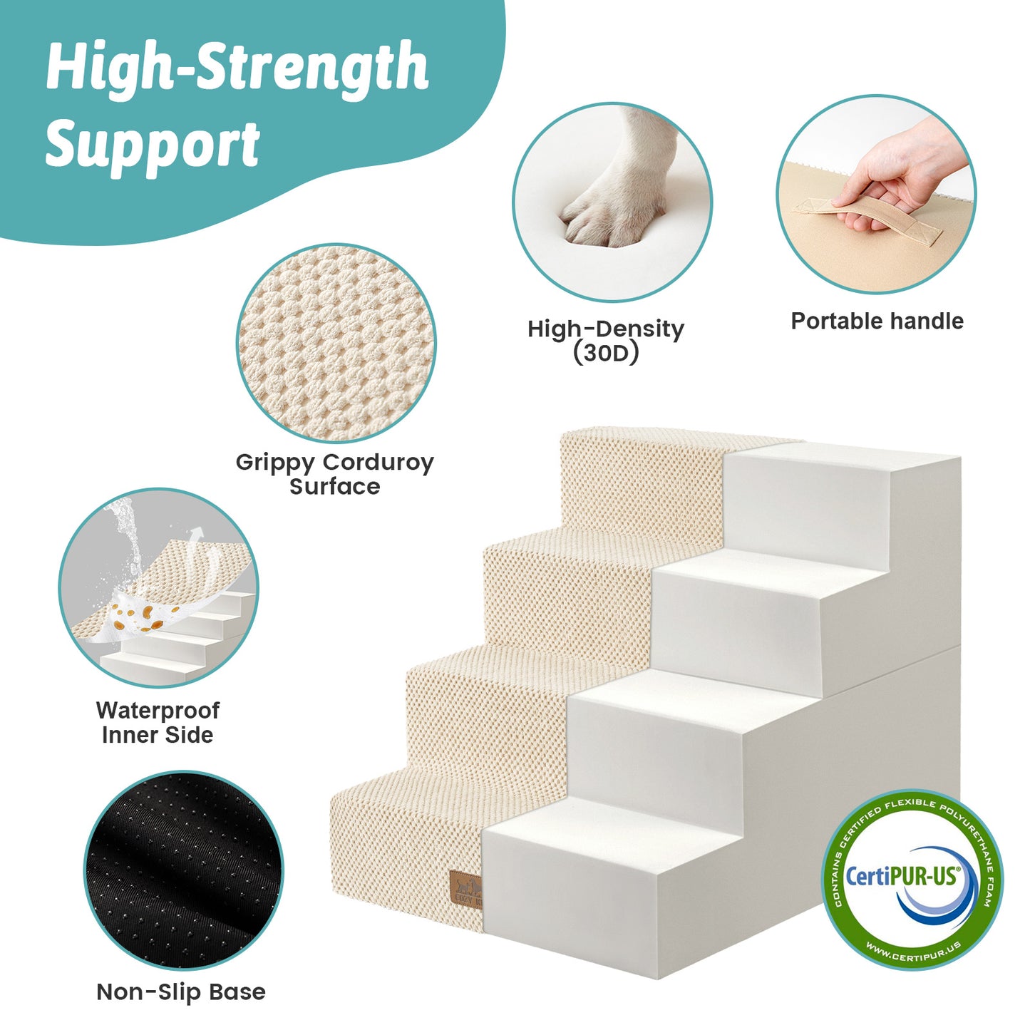 4-Step Foldable Right-Angle Pet Stairs