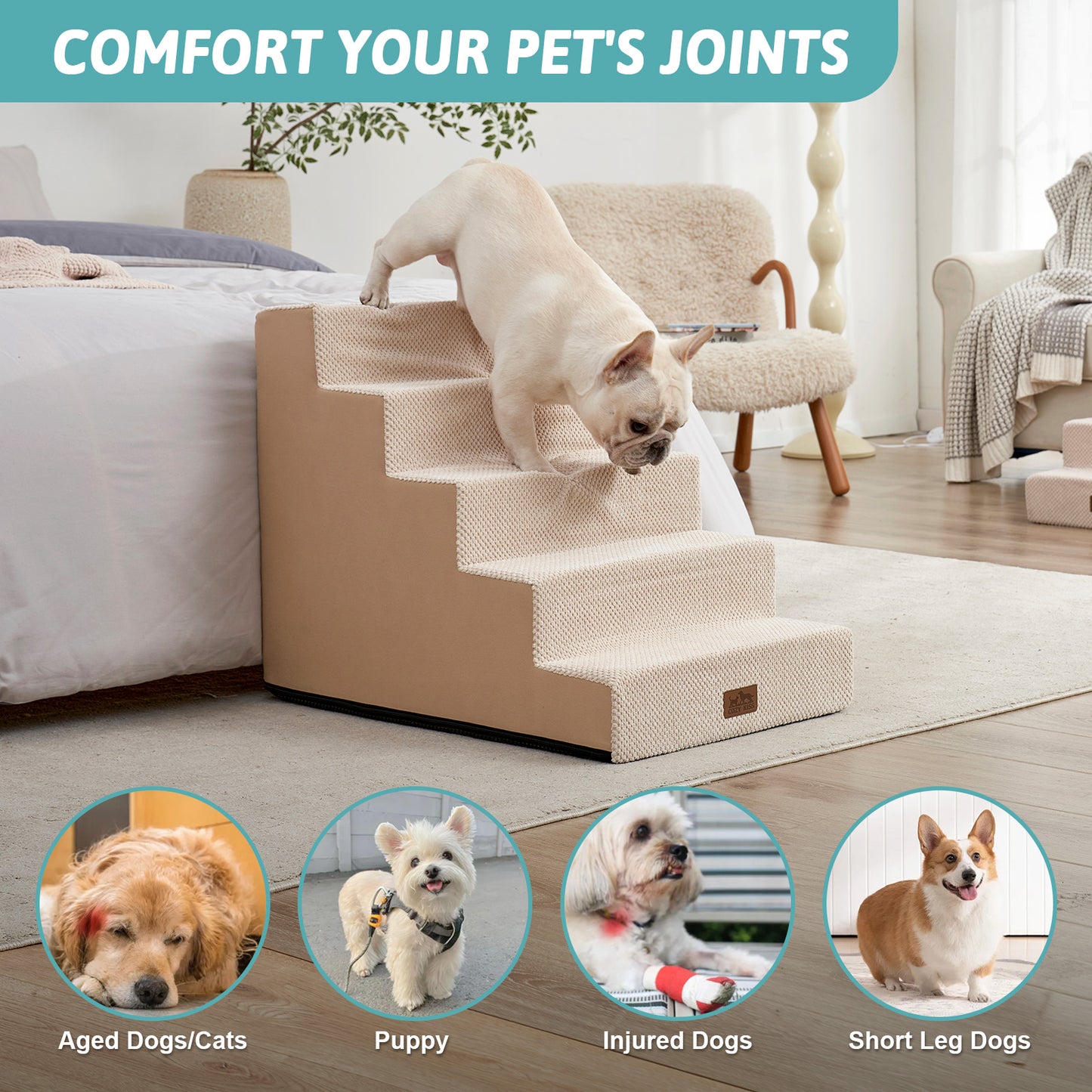 5-Step Extra Wide Right-Angle Pet Stairs