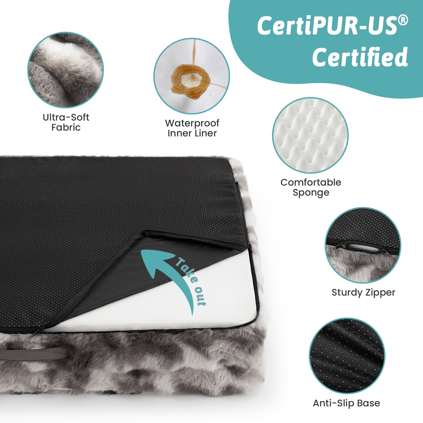 Fluffy Soft Bubble Faux Fur U-Shaped Dog Bed