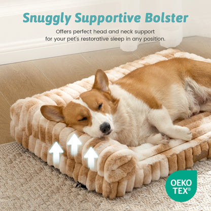 Striped Faux U-Shaped Washable Dog Bed