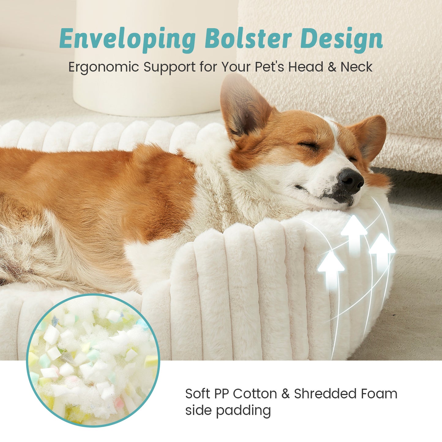 Striped Faux C-Shaped Washable Dog Bed