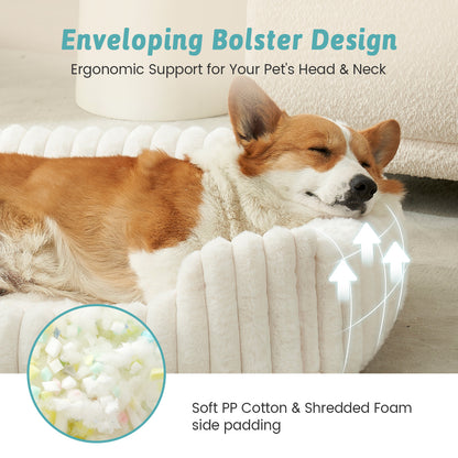 Striped Faux C-Shaped Washable Dog Bed