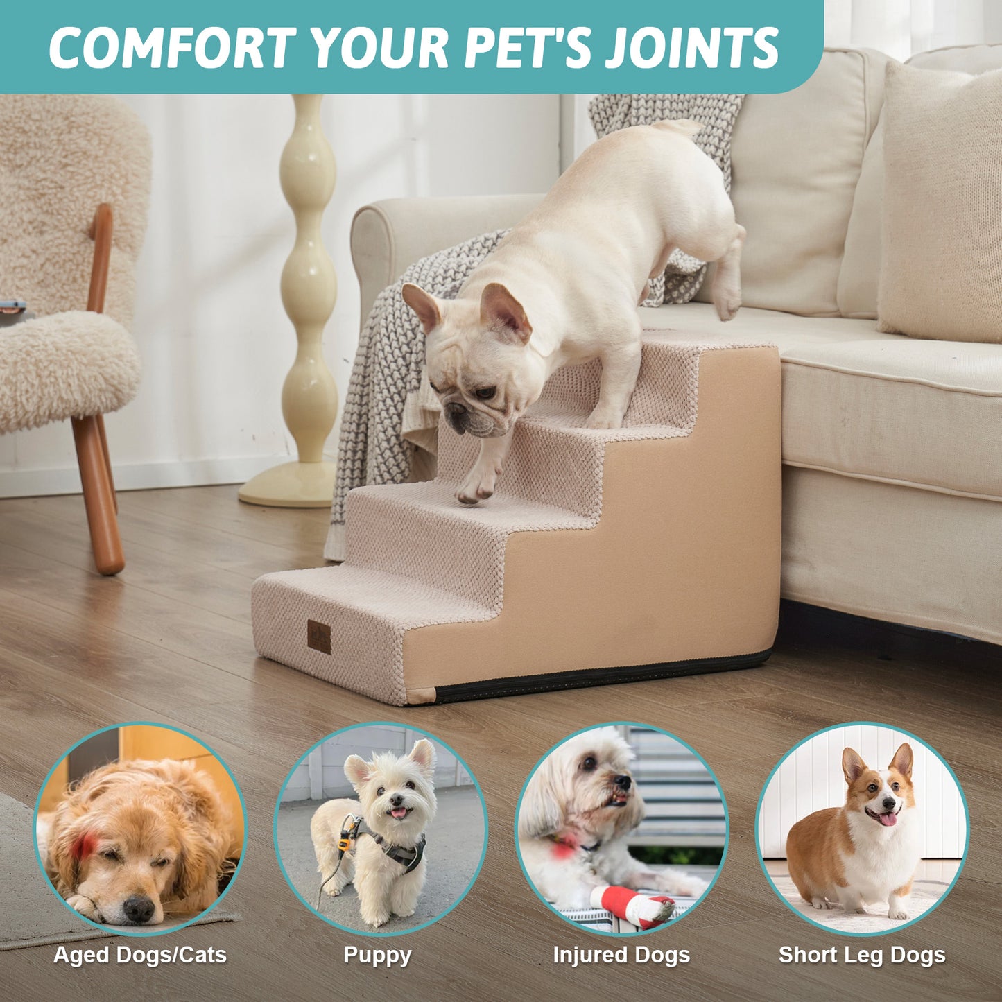 4-Step Extra Wide Right-Angle Pet Stairs