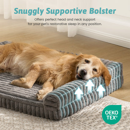 Striped Faux U-Shaped Washable Dog Bed