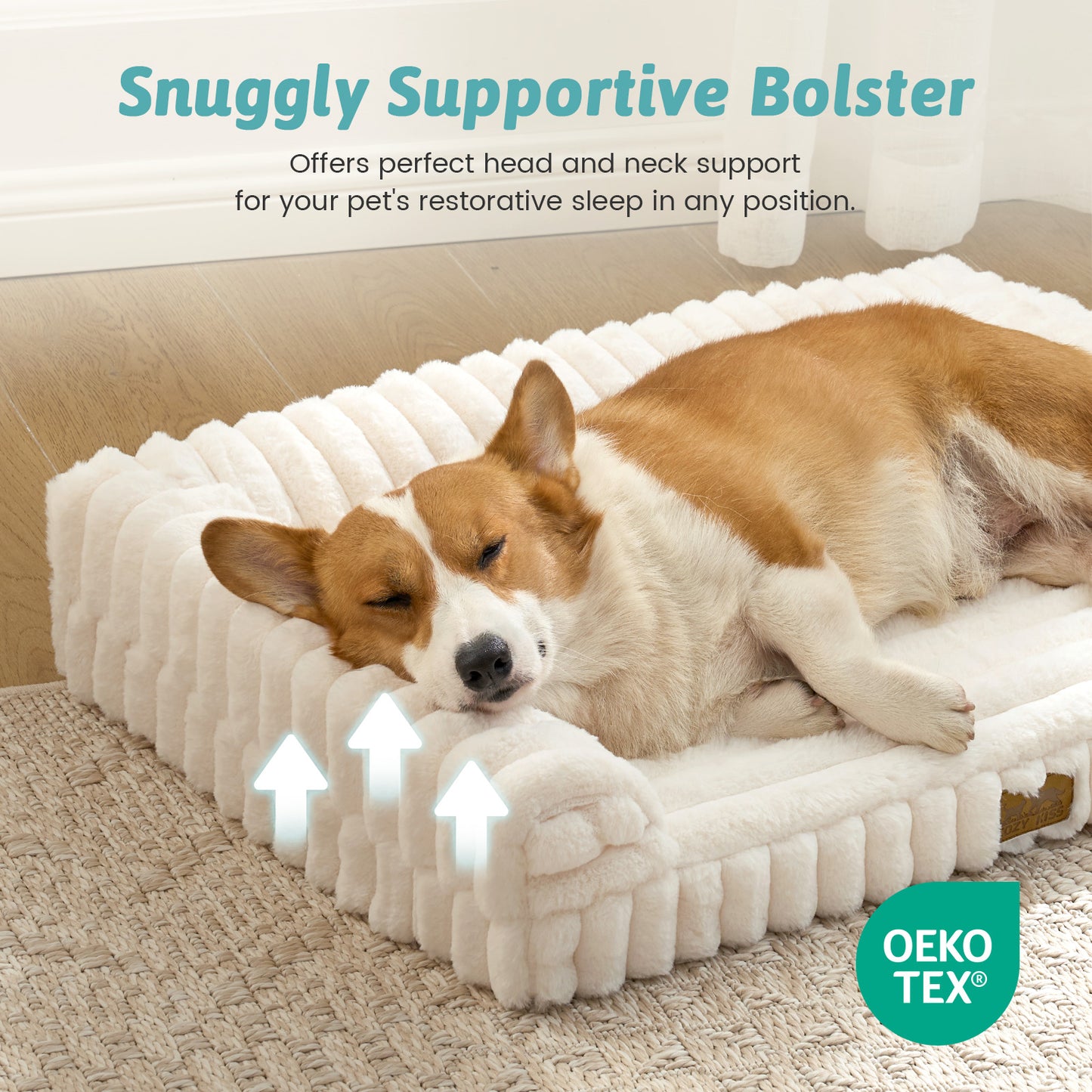 Striped Faux U-Shaped Washable Dog Bed