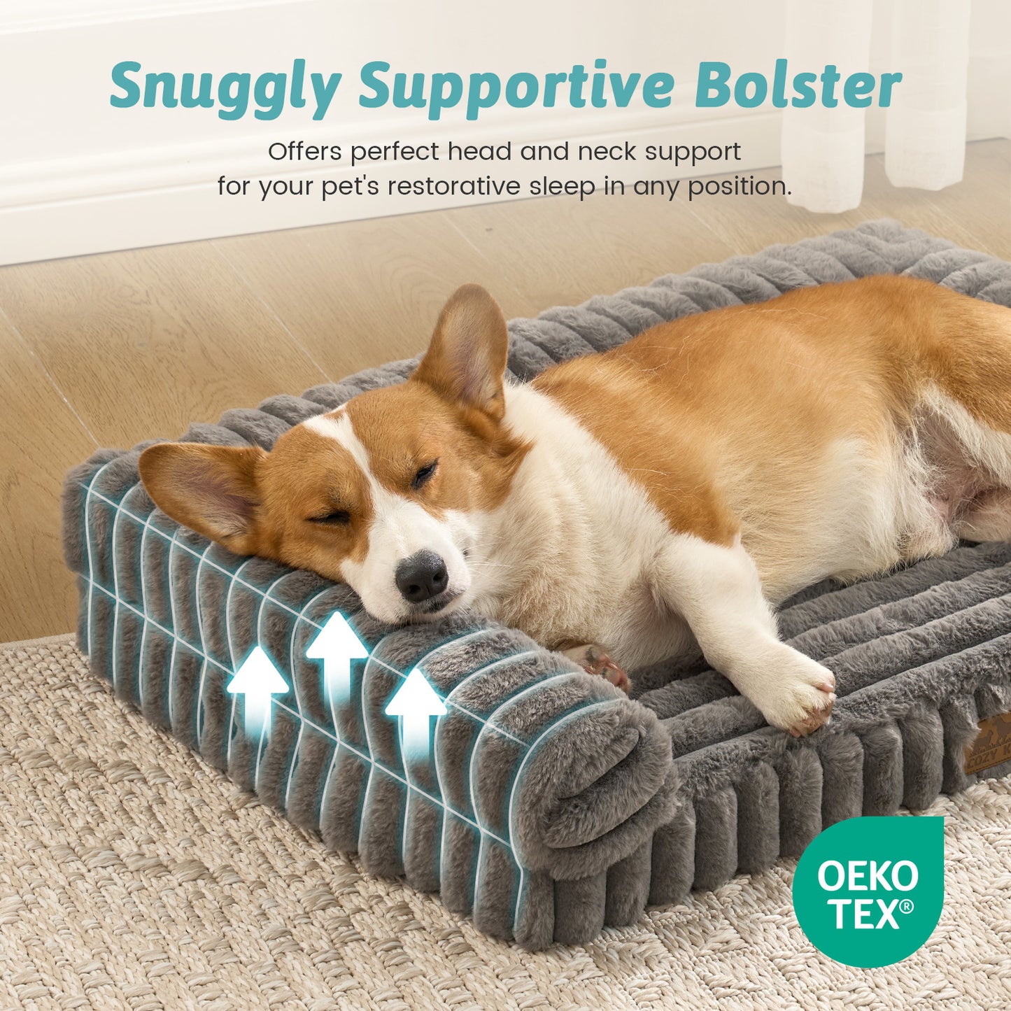 Striped Faux U-Shaped Washable Dog Bed