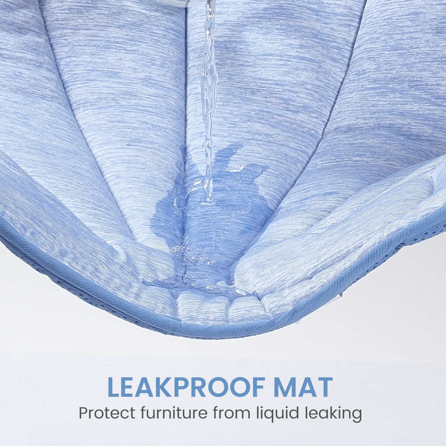 Leakproof pets mat with water droplets demonstrating its effectiveness#color_Blue