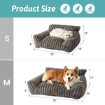 Cozy Kiss Ultra Soft Plush Striped Faux Pet Sofa Bed size guide for cats puppies small and medium dogs 