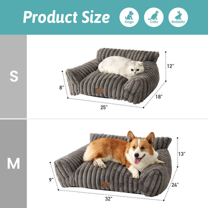 Ultra Soft Plush Striped Faux Pet Sofa Bed
