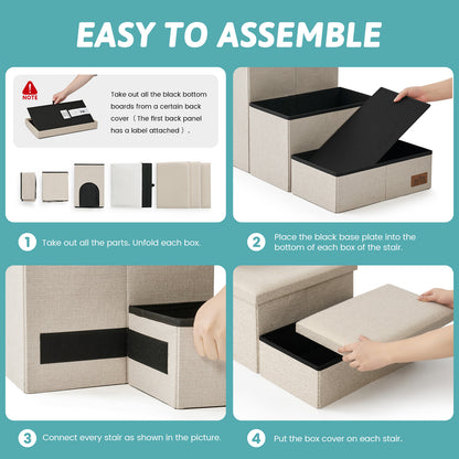 3-Step Storage Pet Stairs with Play Condo