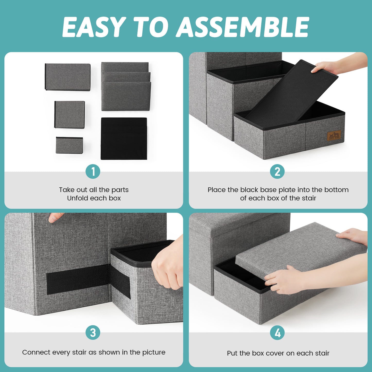 4-Step Space-Saving Storage Pet Stairs