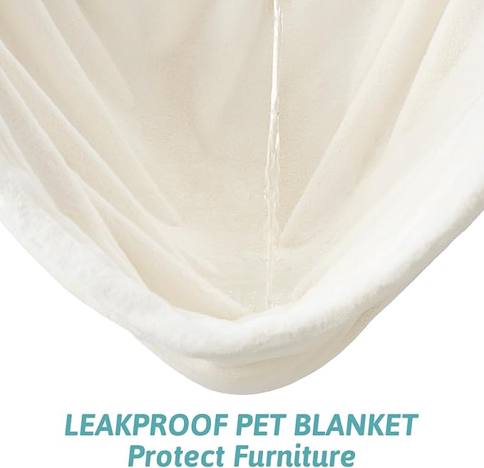 Cozy Kiss leakproof faux fur pet blanket prevents liquids from soaking through to protect your furniture. #color_Cream White