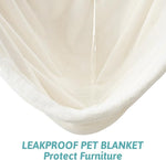 Cozy Kiss leakproof faux fur pet blanket prevents liquids from soaking through to protect your furniture. 