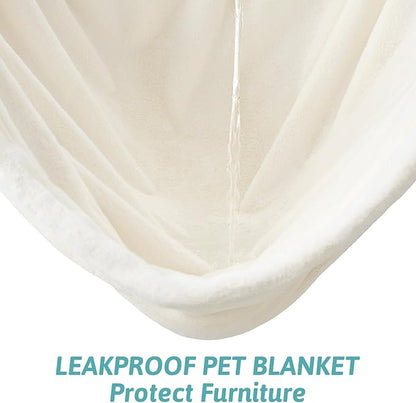 Cozy Kiss leakproof faux fur pet blanket prevents liquids from soaking through to protect your furniture. #color_Cream White